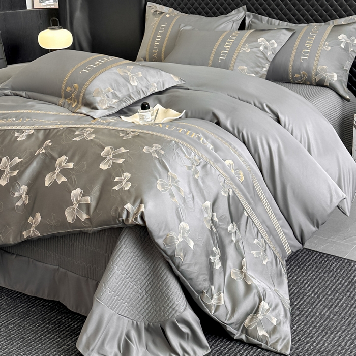 91家纺网 家纺一手货源 找家纺 （总）首尔家纺 2026新款金丝立体浮雕提花水洗真丝天丝床盖款四件套