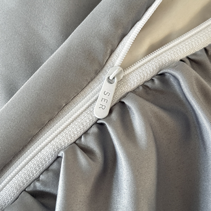 91家纺网 家纺一手货源 找家纺 首尔家纺 2026新款花边蕾丝提花水洗真丝天丝四件套 浮生若梦-浅云灰