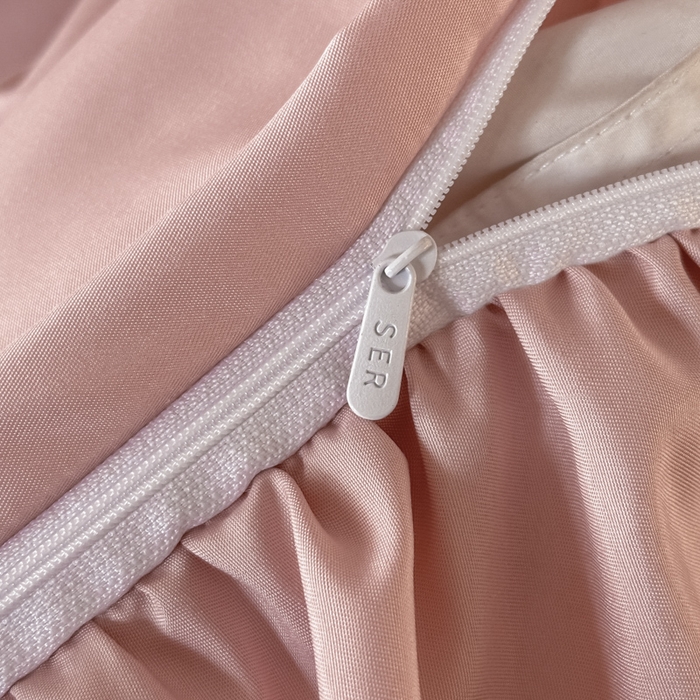 91家纺网 家纺一手货源 找家纺 首尔家纺 2026新款花边蕾丝提花水洗真丝天丝四件套 秘境-粉豆沙