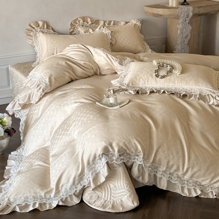 91家纺网 家纺一手货源 找家纺 （总）首尔家纺 2026新款金丝立体浮雕提花水洗真丝天丝床盖款四件套