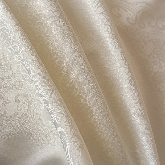 91家纺网 家纺一手货源 找家纺 首尔家纺 2026新款花边蕾丝提花水洗真丝天丝床盖款四件套 浮生若梦-米白