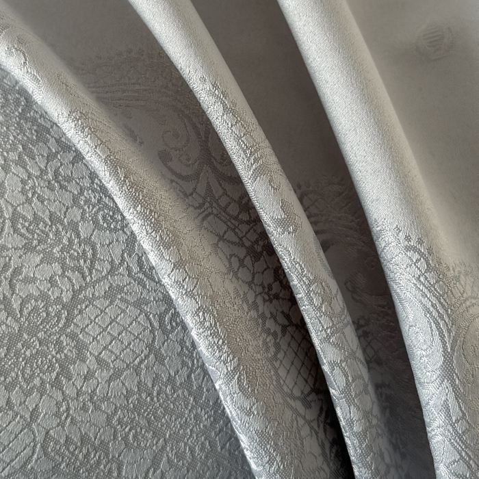 91家纺网 家纺一手货源 找家纺 首尔家纺 2026新款花边蕾丝提花水洗真丝天丝床盖款四件套 浮生若梦-浅云灰
