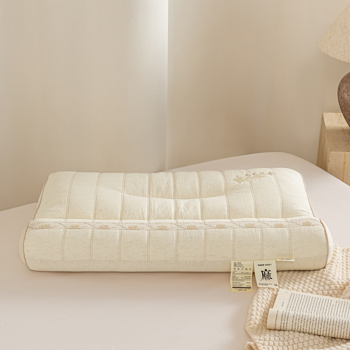 91家纺网 家纺一手货源 找家纺 （总）昕科 2026新款亚麻乌木沉香蚕丝牵引枕沉香包气味颈椎枕芯棉麻枕头