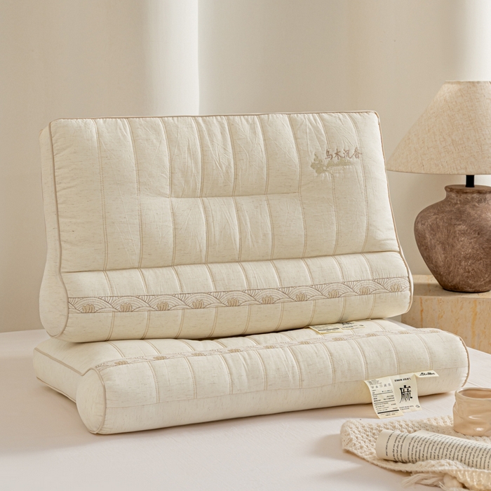 91家纺网 家纺一手货源 找家纺 （总）昕科 2026新款亚麻乌木沉香蚕丝牵引枕沉香包气味颈椎枕芯棉麻枕头