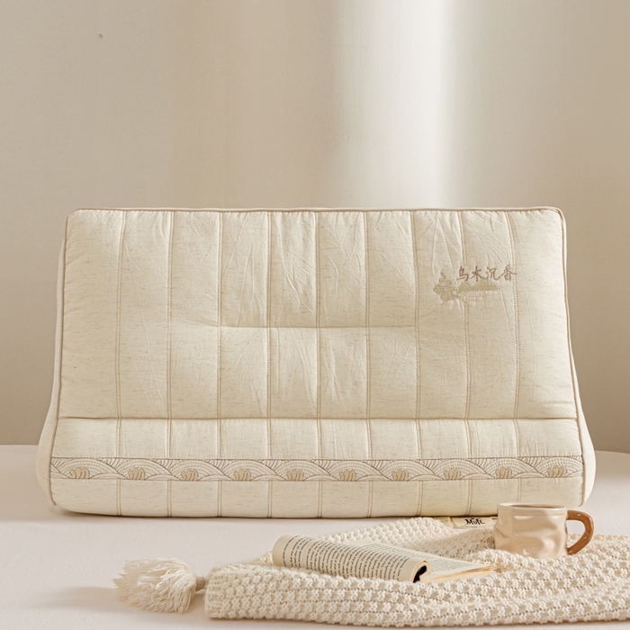 91家纺网 家纺一手货源 找家纺 （总）昕科 2026新款亚麻乌木沉香蚕丝牵引枕沉香包气味颈椎枕芯棉麻枕头