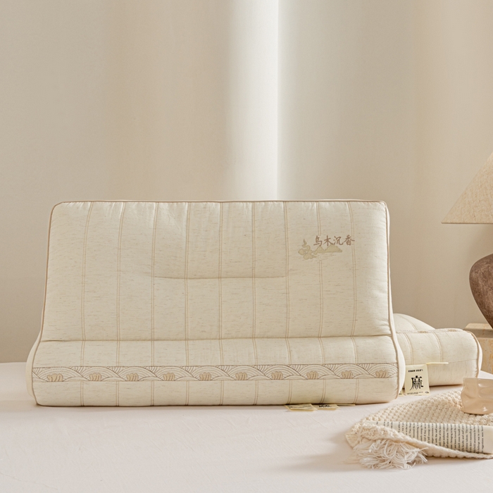 91家纺网 家纺一手货源 找家纺 （总）昕科 2026新款亚麻乌木沉香蚕丝牵引枕沉香包气味颈椎枕芯棉麻枕头