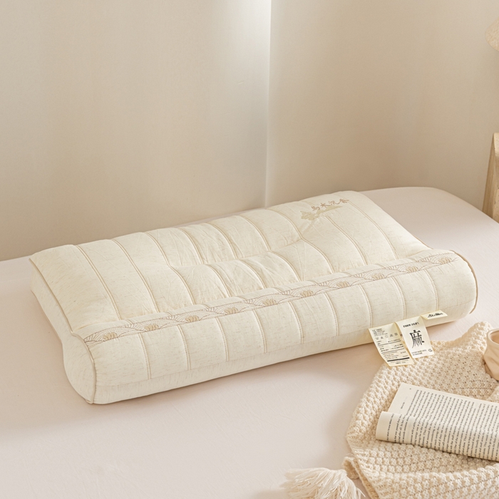 91家纺网 家纺一手货源 找家纺 （总）昕科 2026新款亚麻乌木沉香蚕丝牵引枕沉香包气味颈椎枕芯棉麻枕头