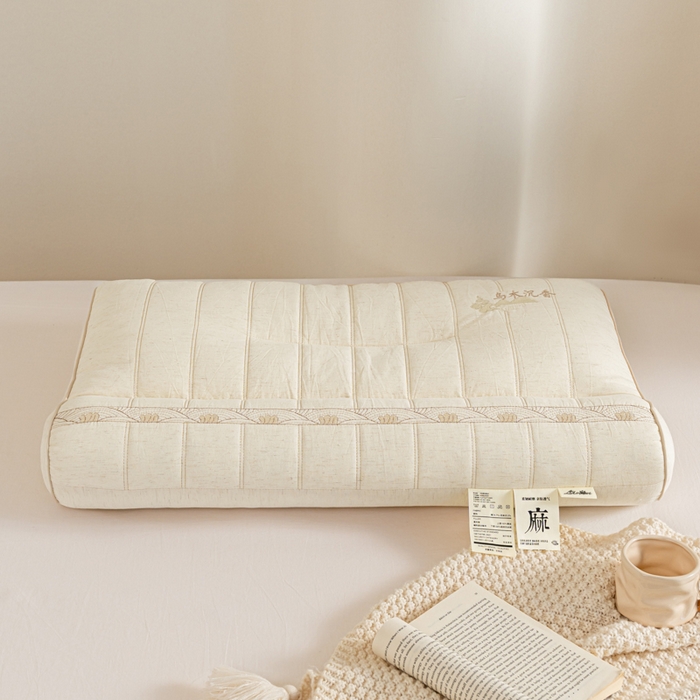 91家纺网 家纺一手货源 找家纺 （总）昕科 2026新款亚麻乌木沉香蚕丝牵引枕沉香包气味颈椎枕芯棉麻枕头