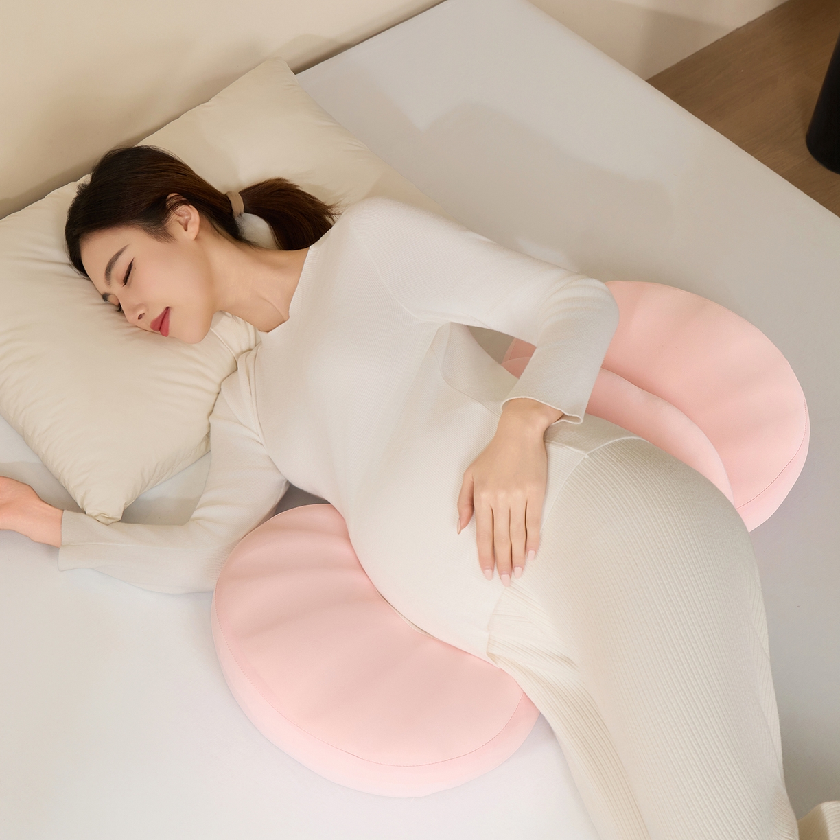 91家纺网 家纺一手货源 找家纺 昕科 2026新款贝壳记忆棉孕妇腰靠枕-孕妇枕头宝宝趴睡枕芯 贝壳孕妇腰靠枕-粉色