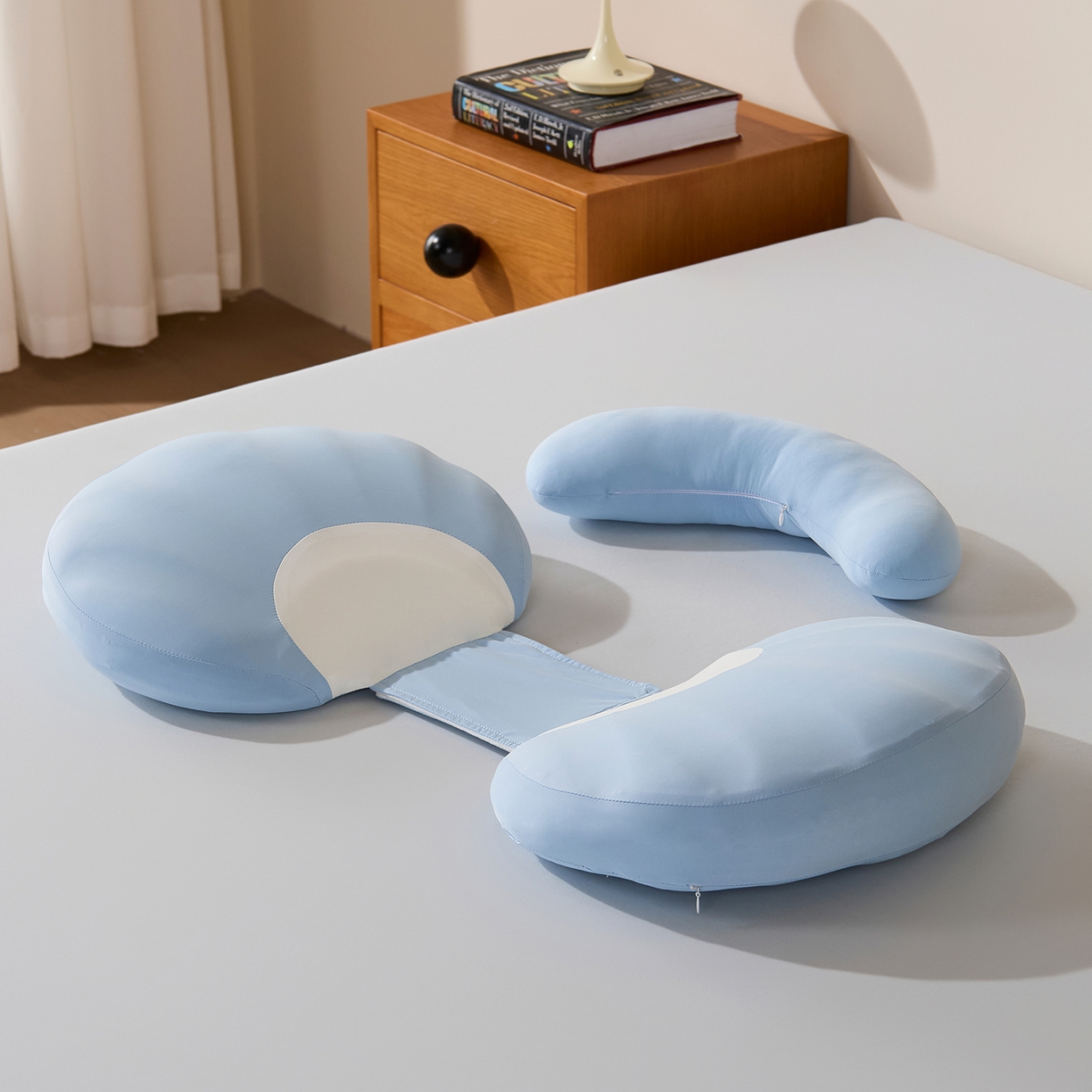 91家纺网 家纺一手货源 找家纺 昕科 2026新款贝壳记忆棉孕妇腰靠枕-孕妇枕头宝宝趴睡枕芯 贝壳孕妇腰靠枕-蓝色