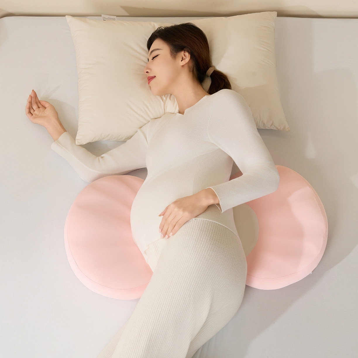 昕科 2026新款贝壳记忆棉孕妇腰靠枕-孕妇枕头宝宝趴睡枕芯 贝壳孕妇腰靠枕-粉色