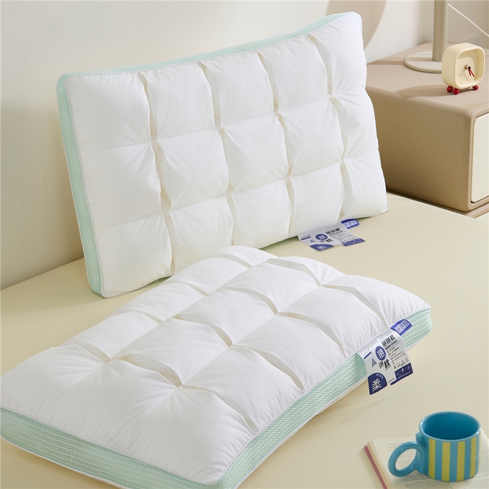 91家纺网 家纺一手货源 找家纺 （总）昕科 2026新款全棉立体绿泡泡枕-纯棉格子面包枕头枕芯