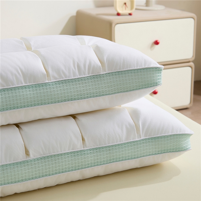 91家纺网 家纺一手货源 找家纺 （总）昕科 2026新款全棉立体绿泡泡枕-纯棉格子面包枕头枕芯