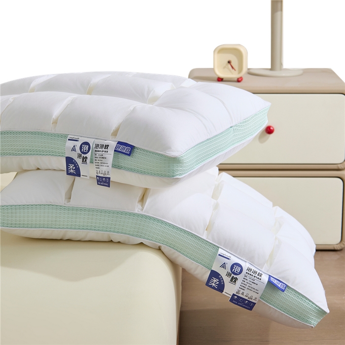 91家纺网 家纺一手货源 找家纺 （总）昕科 2026新款全棉立体绿泡泡枕-纯棉格子面包枕头枕芯