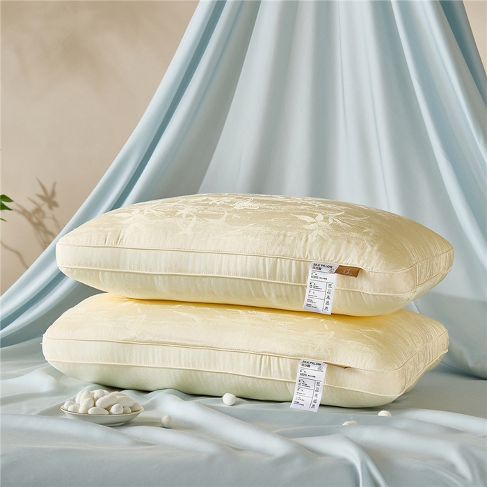 91家纺网 家纺一手货源 找家纺 （总）昕科 2026新款软黄金蚕丝枕-桑蚕丝枕芯提花蚕丝枕头