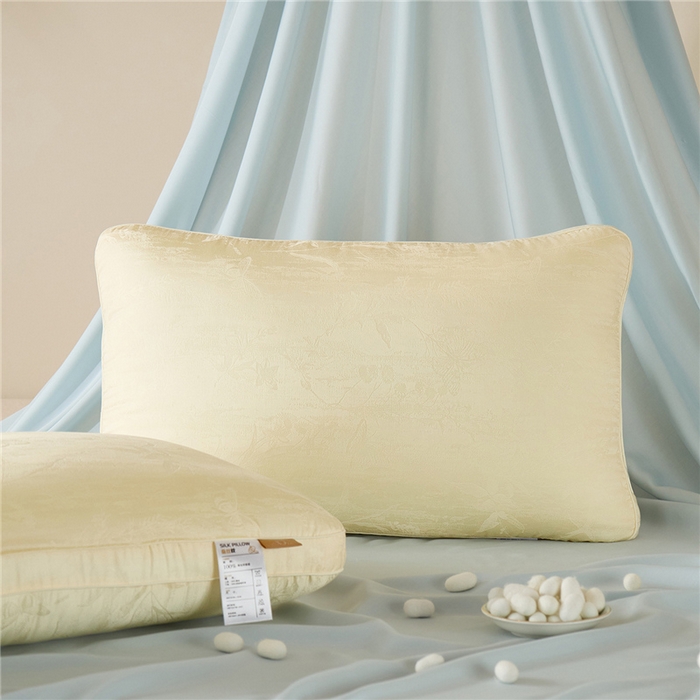 91家纺网 家纺一手货源 找家纺 （总）昕科 2026新款软黄金蚕丝枕-桑蚕丝枕芯提花蚕丝枕头