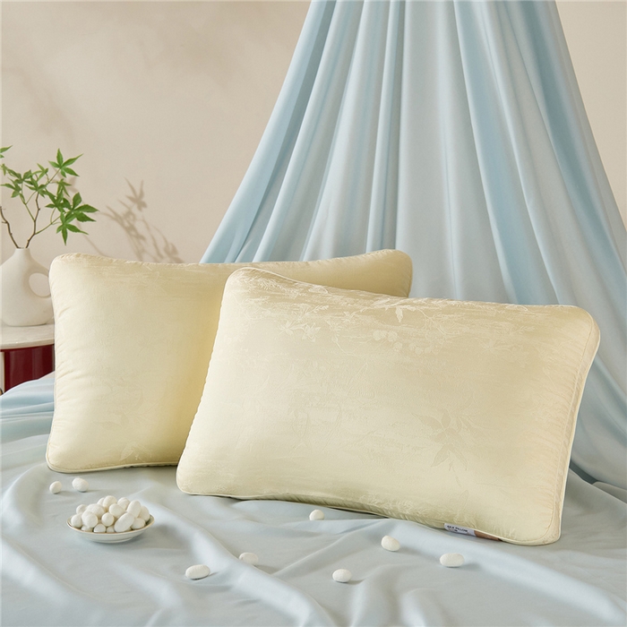 91家纺网 家纺一手货源 找家纺 （总）昕科 2026新款软黄金蚕丝枕-桑蚕丝枕芯提花蚕丝枕头