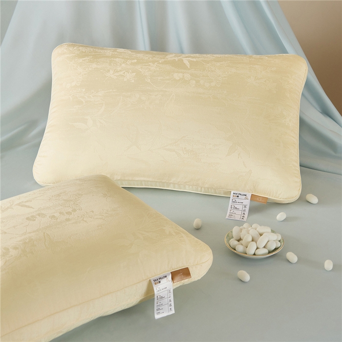 91家纺网 家纺一手货源 找家纺 （总）昕科 2026新款软黄金蚕丝枕-桑蚕丝枕芯提花蚕丝枕头