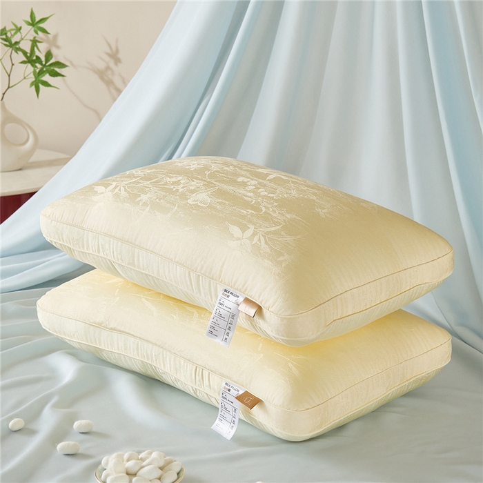 91家纺网 家纺一手货源 找家纺 （总）昕科 2026新款软黄金蚕丝枕-桑蚕丝枕芯提花蚕丝枕头