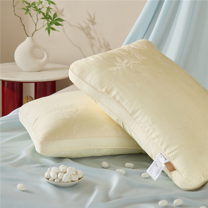 91家纺网 家纺一手货源 找家纺 （总）昕科 2026新款软黄金蚕丝枕-桑蚕丝枕芯提花蚕丝枕头