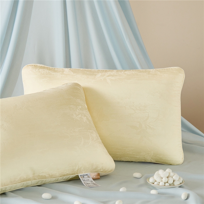 91家纺网 家纺一手货源 找家纺 （总）昕科 2026新款软黄金蚕丝枕-桑蚕丝枕芯提花蚕丝枕头