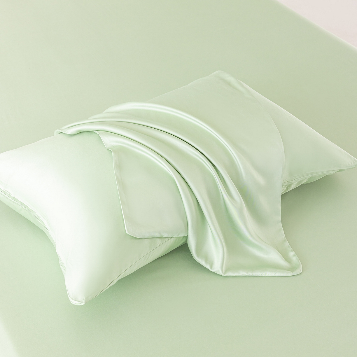 轩和家居 2026新款竹浆纤维纯色单枕套系列 淡绿