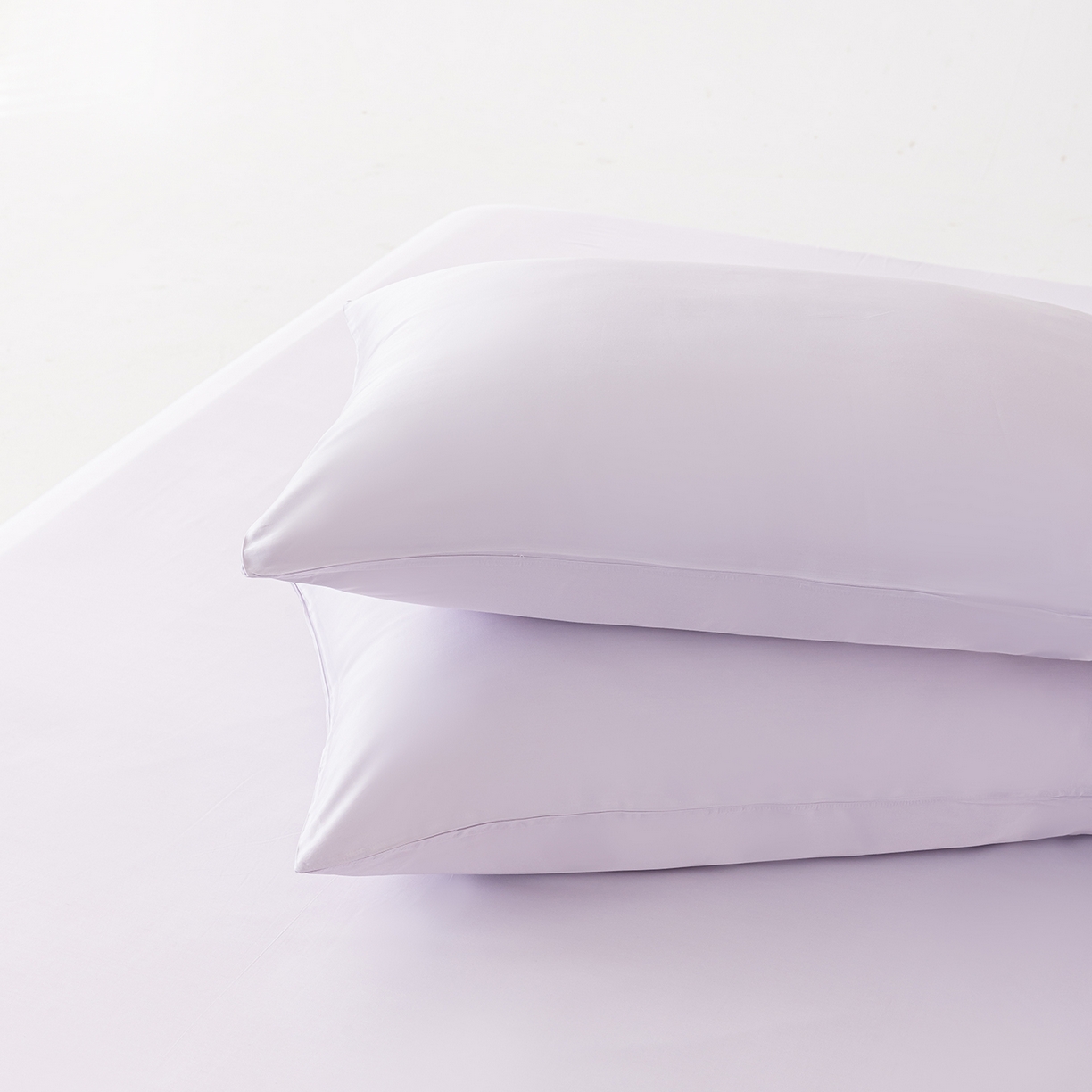 91家纺网 家纺一手货源 找家纺 轩和家居 2026新款竹浆纤维纯色单枕套系列 淡紫