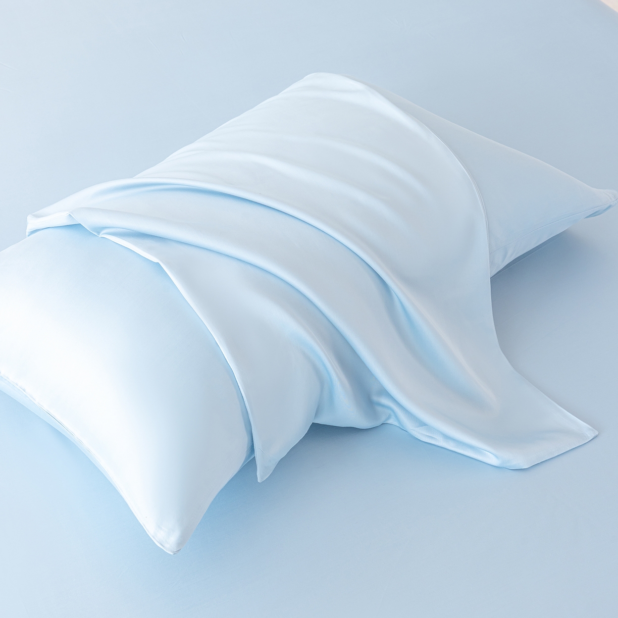 轩和家居 2026新款竹浆纤维纯色单枕套系列 天蓝