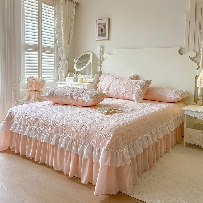 91家纺网 家纺一手货源 找家纺 （总）网红馆（ck家纺） 2026春夏新款韩系巴黎纱夏被夏凉被空调被床盖四件套-曼塔玫瑰