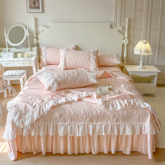 91家纺网 家纺一手货源 找家纺 （总）网红馆（ck家纺） 2026春夏新款韩系巴黎纱夏被夏凉被空调被床盖四件套-曼塔玫瑰