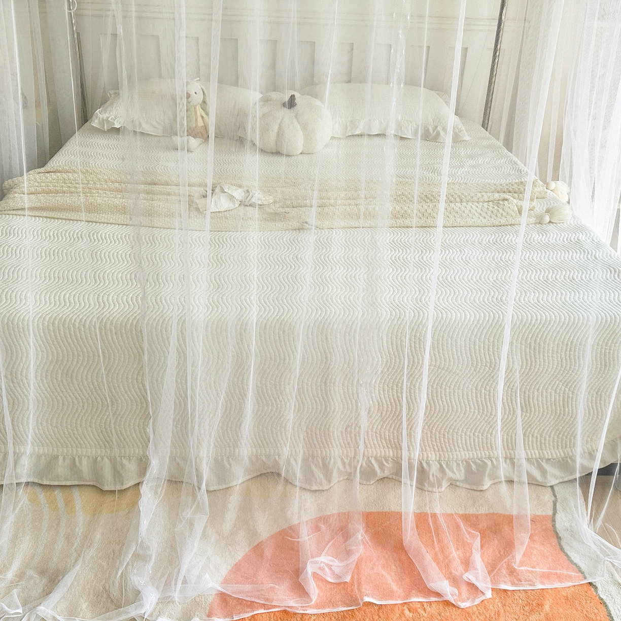 91家纺网 家纺一手货源 找家纺 永旺家纺 2026新款宫廷落地印花款蚊帐 动物世界