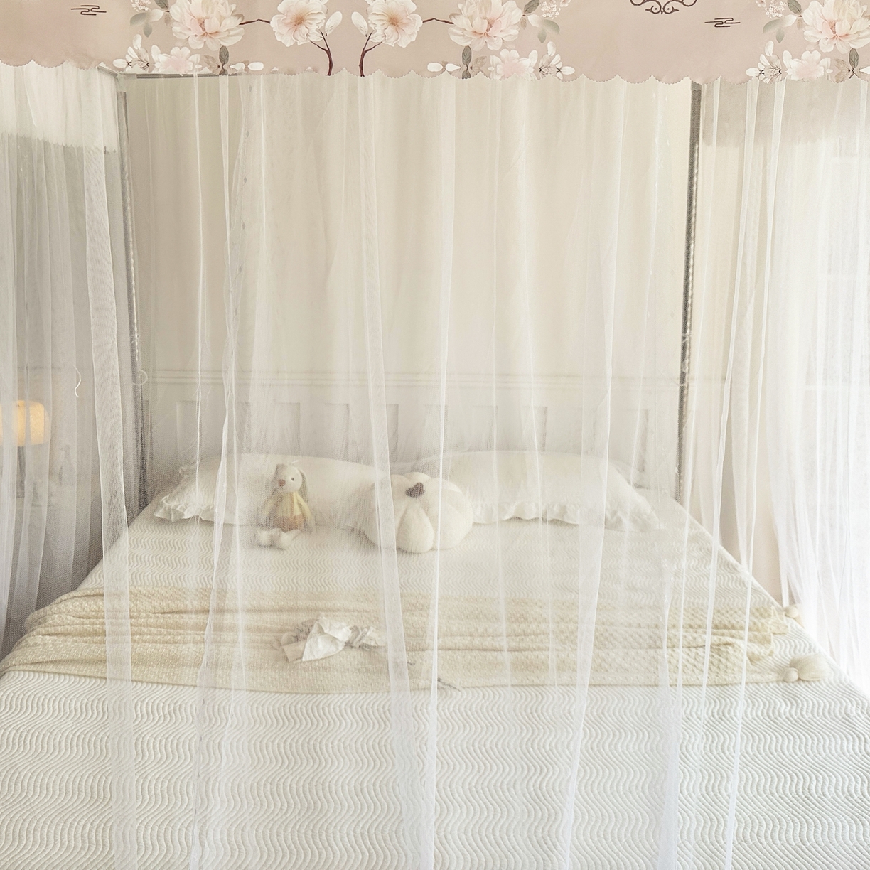 91家纺网 家纺一手货源 找家纺 永旺家纺 2026新款宫廷落地印花款蚊帐 中国风