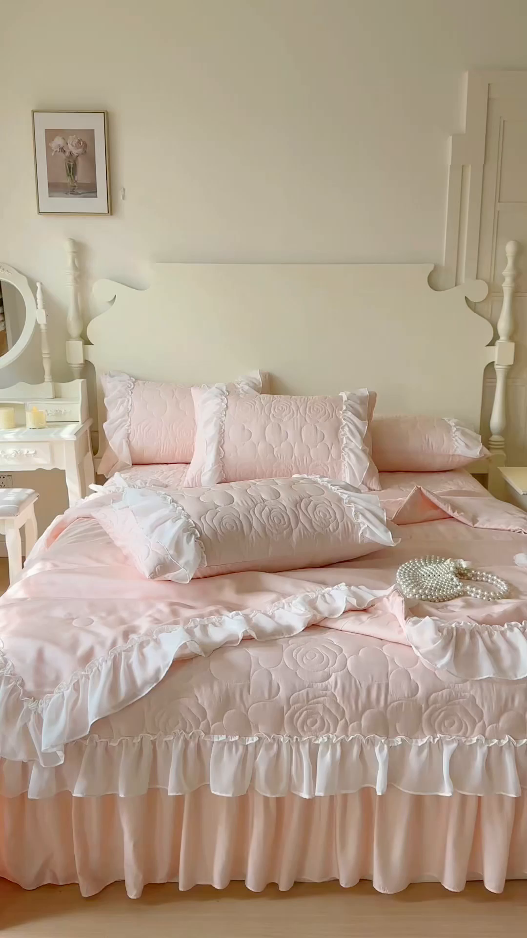 91家纺网 家纺一手货源 找家纺 （总）网红馆（ck家纺） 2026春夏新款韩系巴黎纱夏被夏凉被空调被床盖四件套-曼塔玫瑰