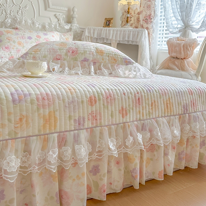 91家纺网 家纺一手货源 找家纺 网红馆（ck家纺） 2026春夏新款小清新田园全棉印花床盖三件套 幸福花海