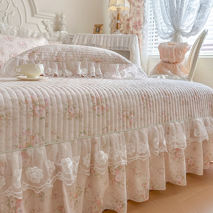 91家纺网 家纺一手货源 找家纺 网红馆（ck家纺） 2026春夏新款小清新田园全棉印花床盖三件套 翩翩花语