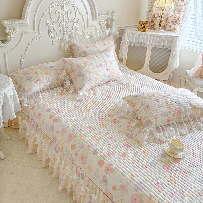 91家纺网 家纺一手货源 找家纺 网红馆（ck家纺） 2026春夏新款小清新田园全棉印花床盖三件套 幸福花海