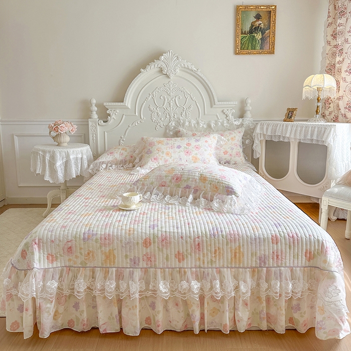 91家纺网 家纺一手货源 找家纺 网红馆（ck家纺） 2026春夏新款小清新田园全棉印花床盖三件套 幸福花海