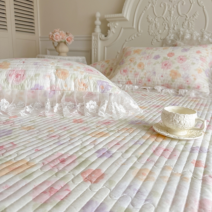 91家纺网 家纺一手货源 找家纺 网红馆（ck家纺） 2026春夏新款小清新田园全棉印花床盖三件套 幸福花海