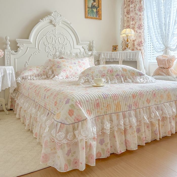 91家纺网 家纺一手货源 找家纺 网红馆（ck家纺） 2026春夏新款小清新田园全棉印花床盖三件套 幸福花海