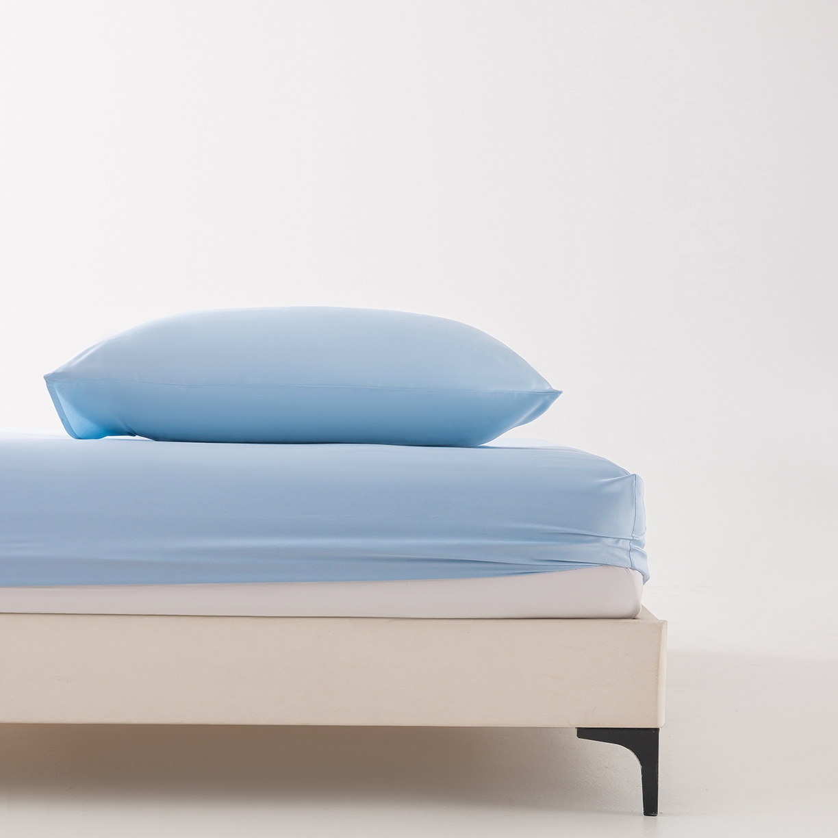 轩和家居 2026新款竹浆纤维纯色单床笠系列 天蓝