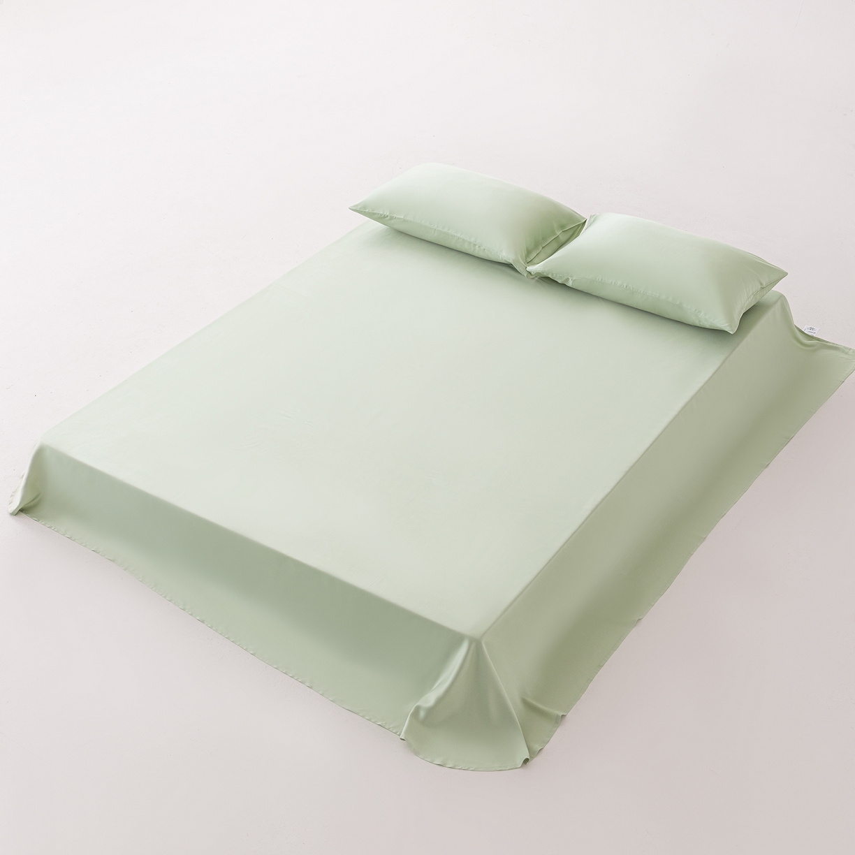 91家纺网 家纺一手货源 找家纺 轩和家居 2026新款竹浆纤维纯色单品床单系列 淡绿