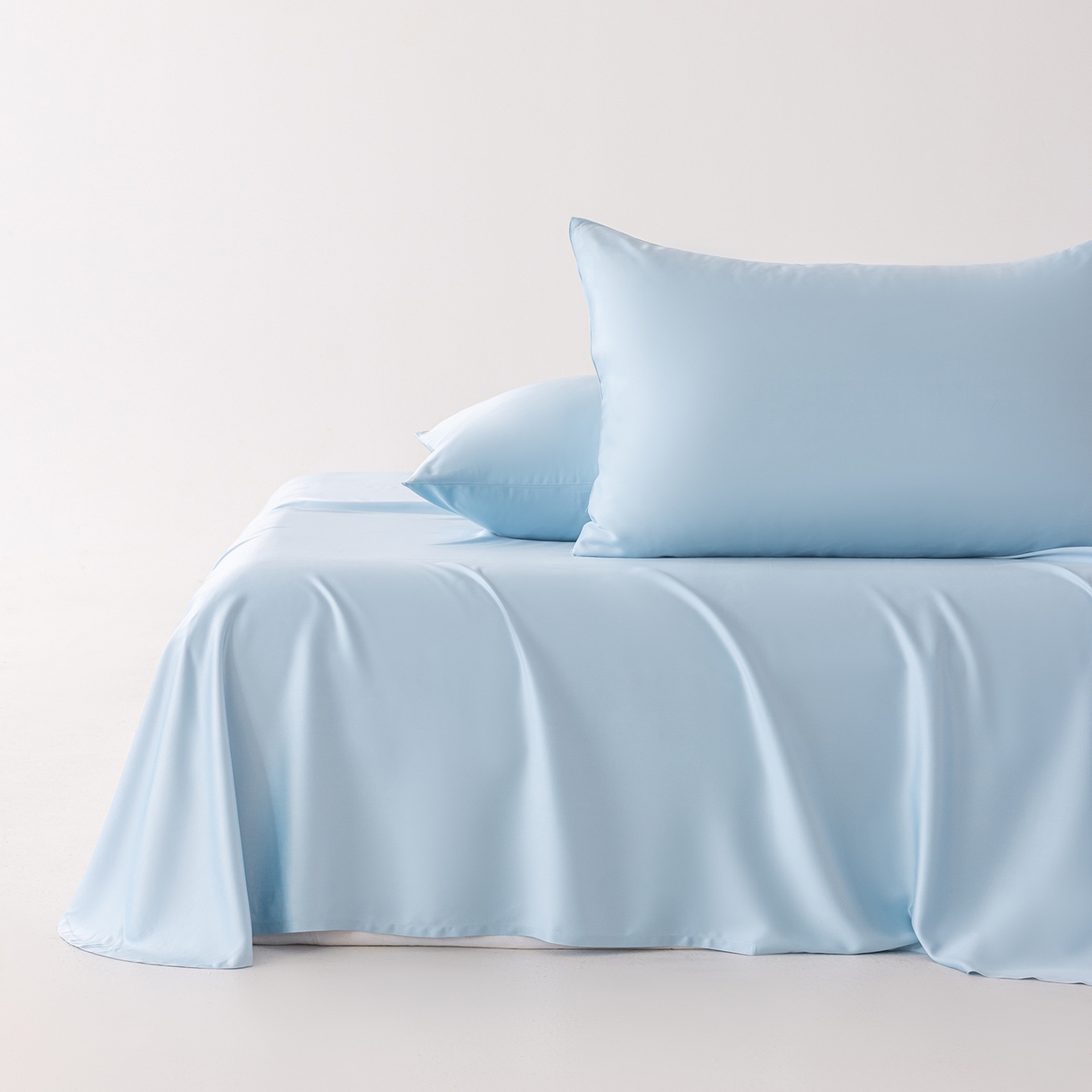 91家纺网 家纺一手货源 找家纺 轩和家居 2026新款竹浆纤维纯色单品床单系列 天蓝