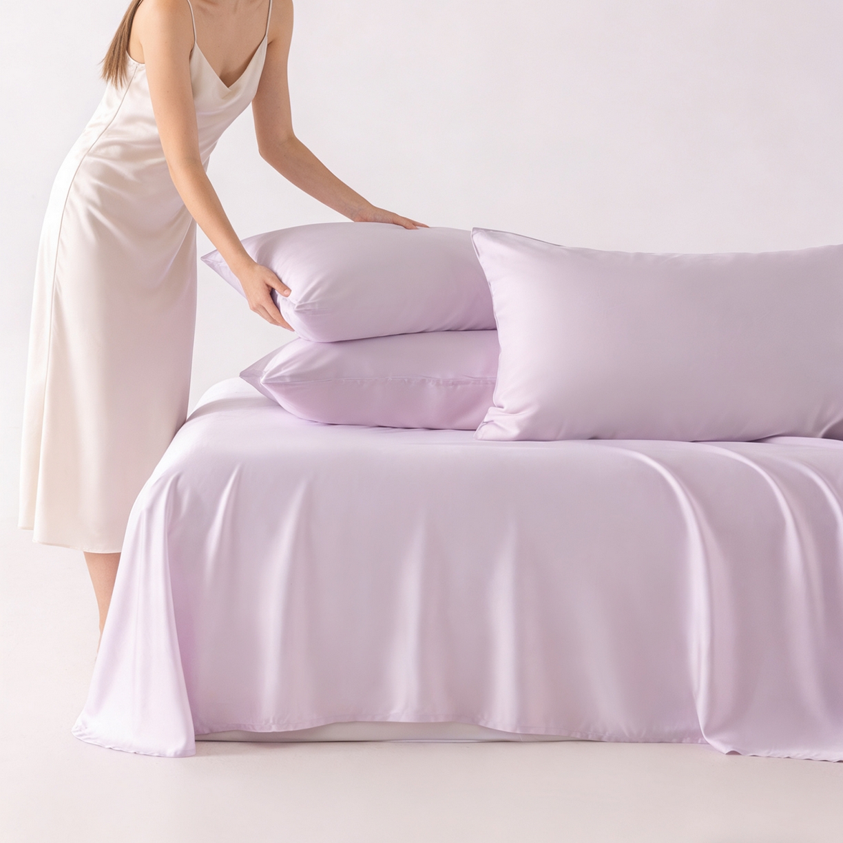 91家纺网 家纺一手货源 找家纺 轩和家居 2026新款竹浆纤维纯色单品床单系列 甜紫