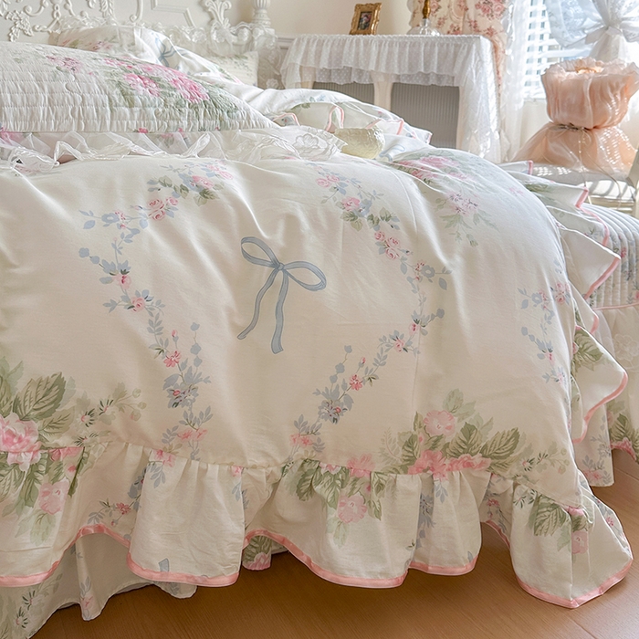 91家纺网 家纺一手货源 找家纺 （总）网红馆（ck家纺） 2026春夏新款小清新田园全棉印花床盖四件套