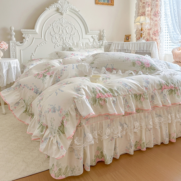 91家纺网 家纺一手货源 找家纺 （总）网红馆（ck家纺） 2026春夏新款小清新田园全棉印花床盖四件套