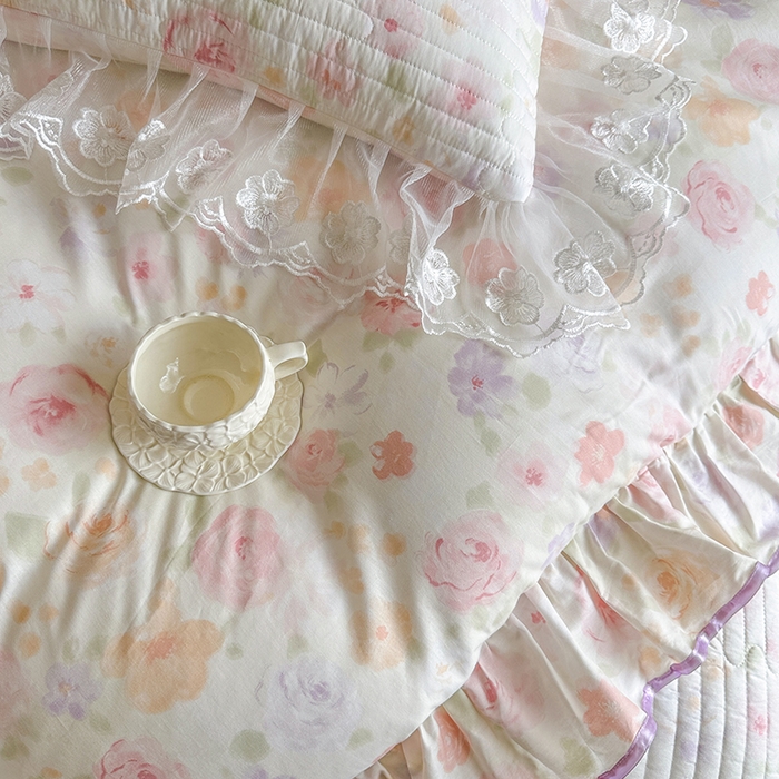 91家纺网 家纺一手货源 找家纺 网红馆（ck家纺） 2026春夏新款小清新田园全棉印花床盖四件套 幸福花海