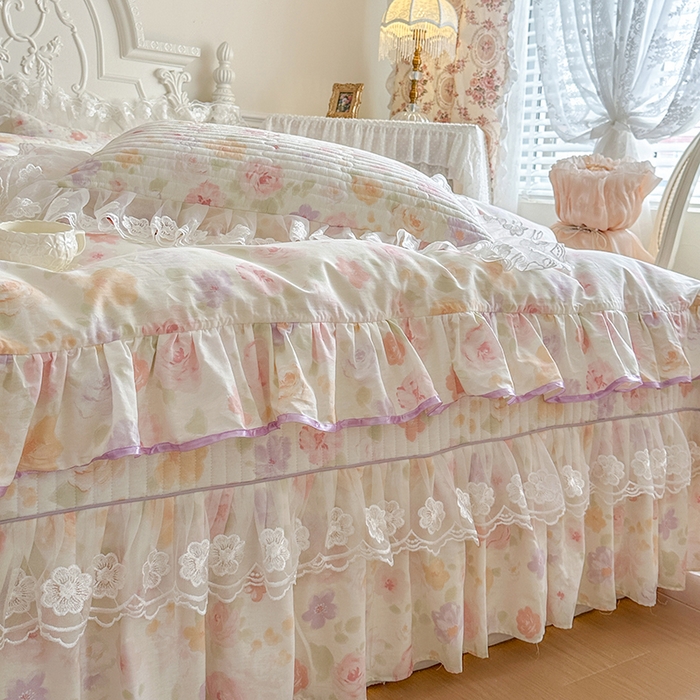 91家纺网 家纺一手货源 找家纺 网红馆（ck家纺） 2026春夏新款小清新田园全棉印花床盖四件套 幸福花海