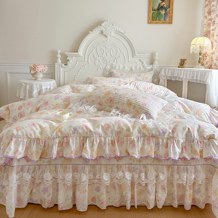 91家纺网 家纺一手货源 找家纺 网红馆（ck家纺） 2026春夏新款小清新田园全棉印花床盖四件套 幸福花海