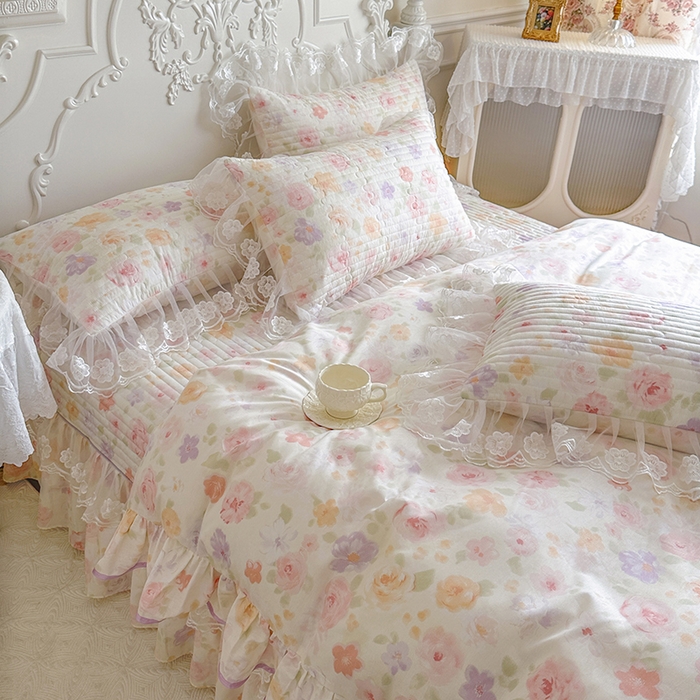 91家纺网 家纺一手货源 找家纺 网红馆（ck家纺） 2026春夏新款小清新田园全棉印花床盖四件套 幸福花海