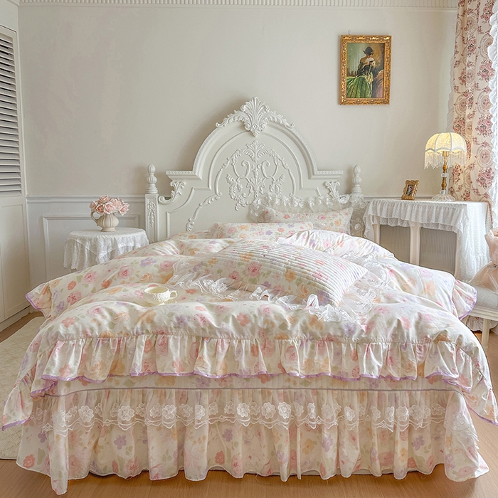 91家纺网 家纺一手货源 找家纺 网红馆（ck家纺） 2026春夏新款小清新田园全棉印花床盖四件套 幸福花海